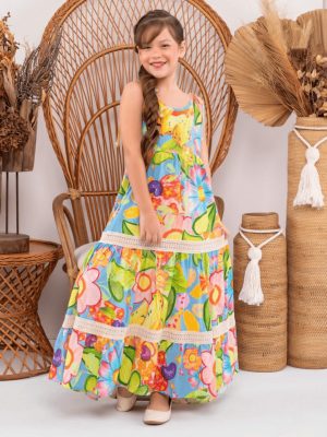 vestido tropical longo (infantil)