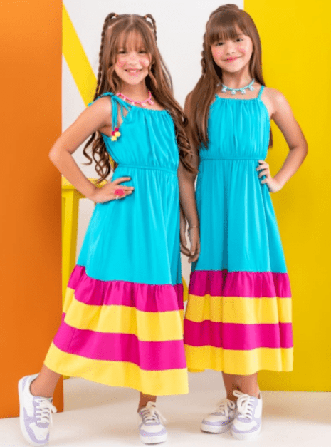 vestido tricolor de viscose premium